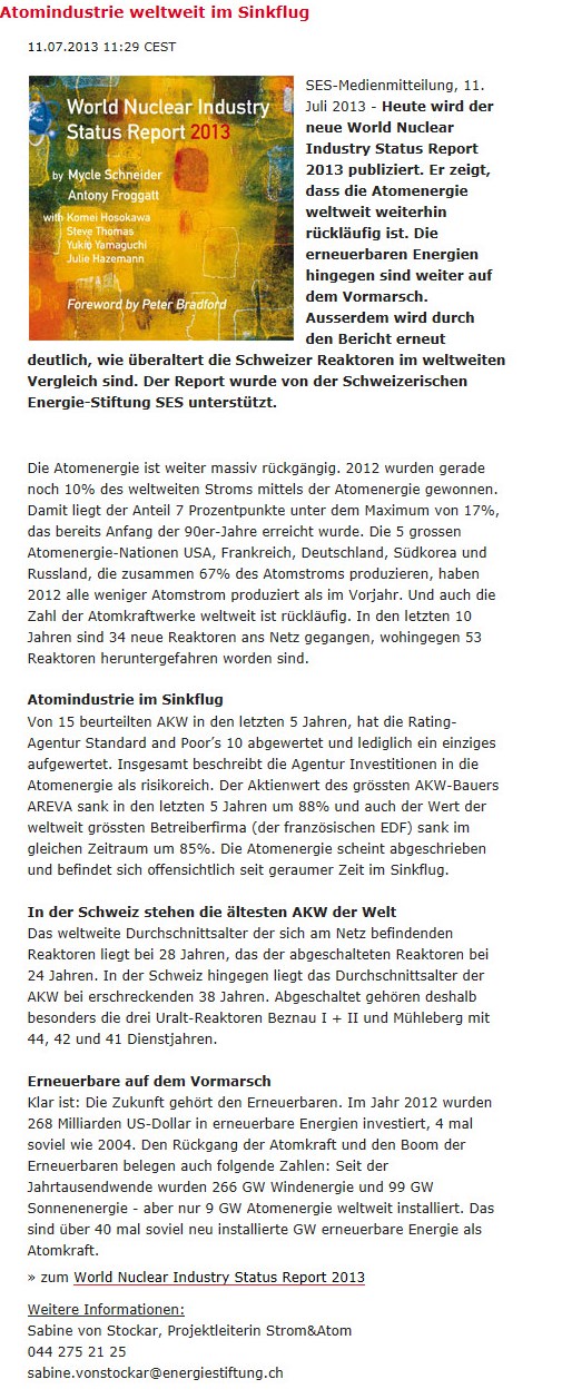 Atomkraft im Sinkflug